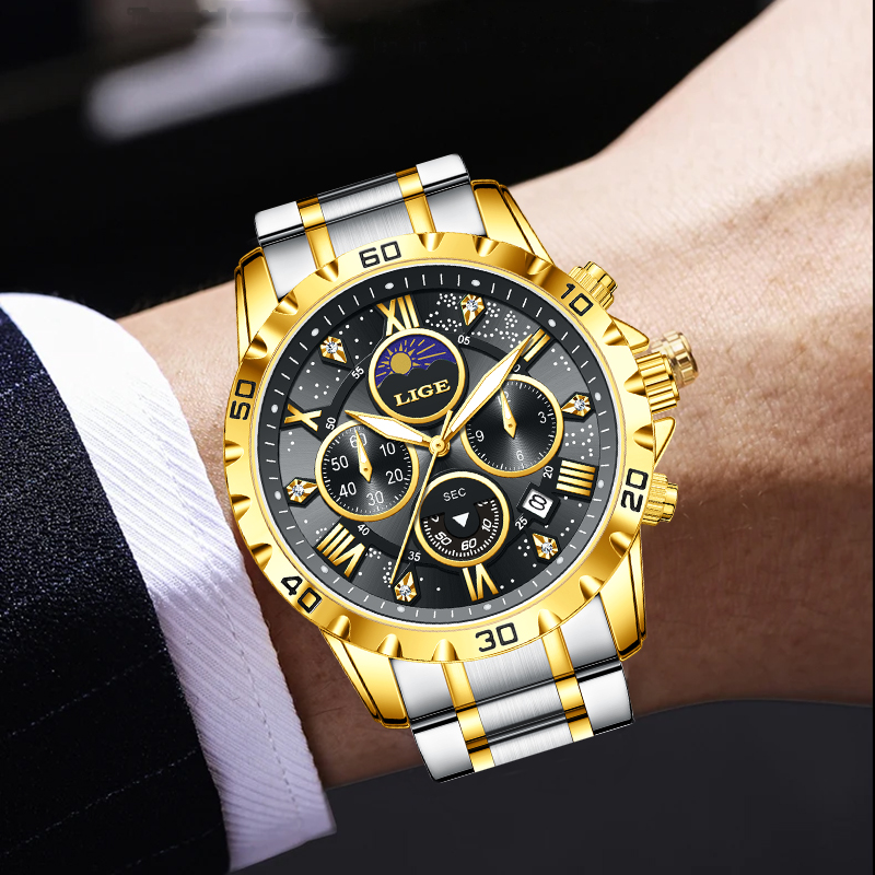 Luxury Watch Men - LIGE Üst Marka Lüks Kuvars Erkek