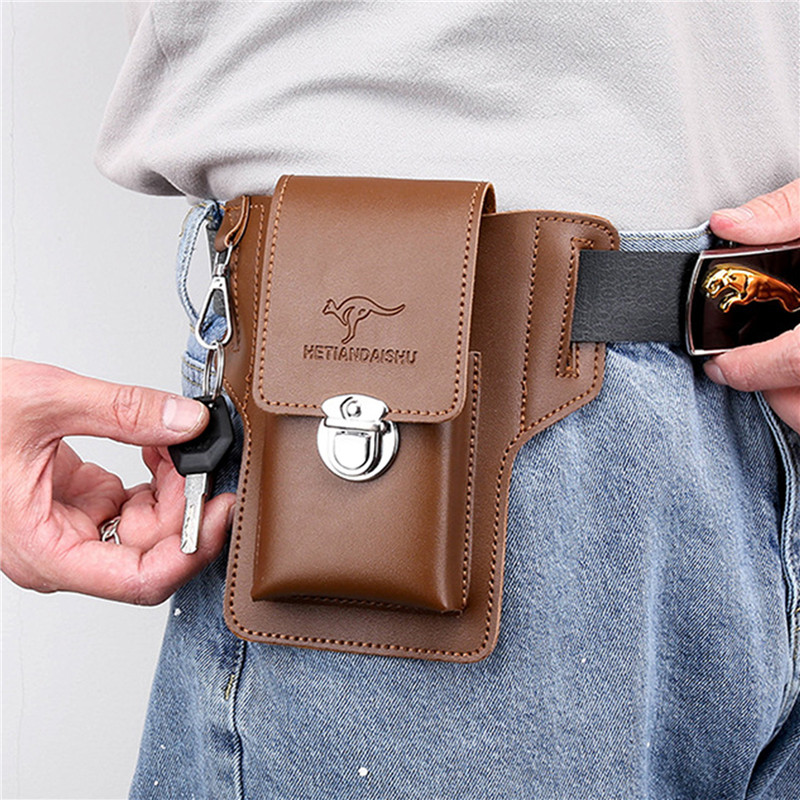 Leather Wallet Men - Erkekler için telefon bel çantası çanta