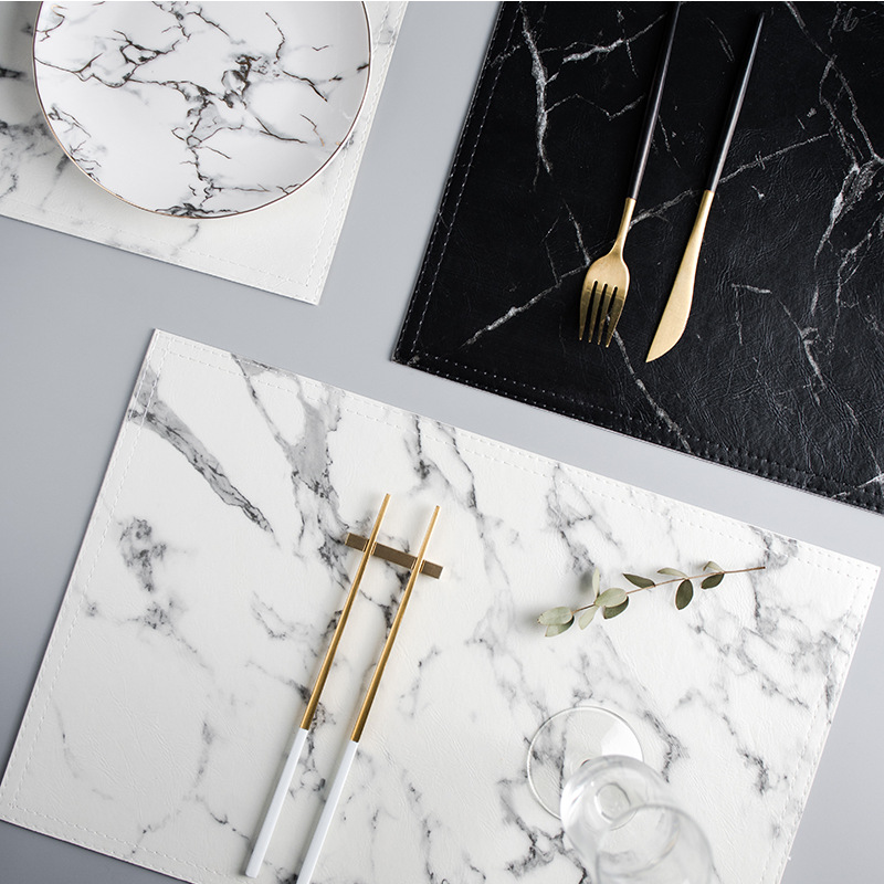 Marble Coaster Set - Lüks PU isı yalıtım sofra ped,