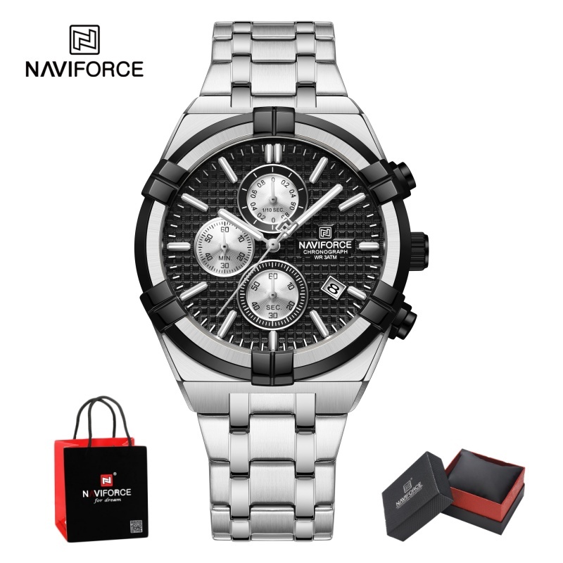 Luxury Watch Men - NAVIFORCE Erkekler için Kuvars Kronograf Saat,