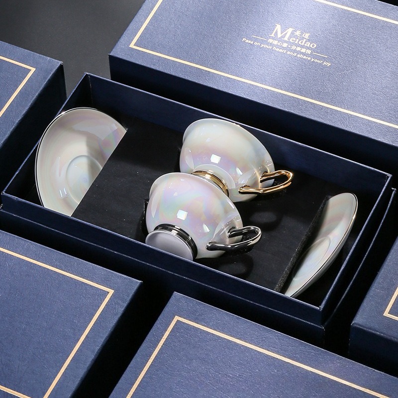 Luxury Gift Set - Sedefli Yanardöner Kahve Fincanı Seti Zarif
