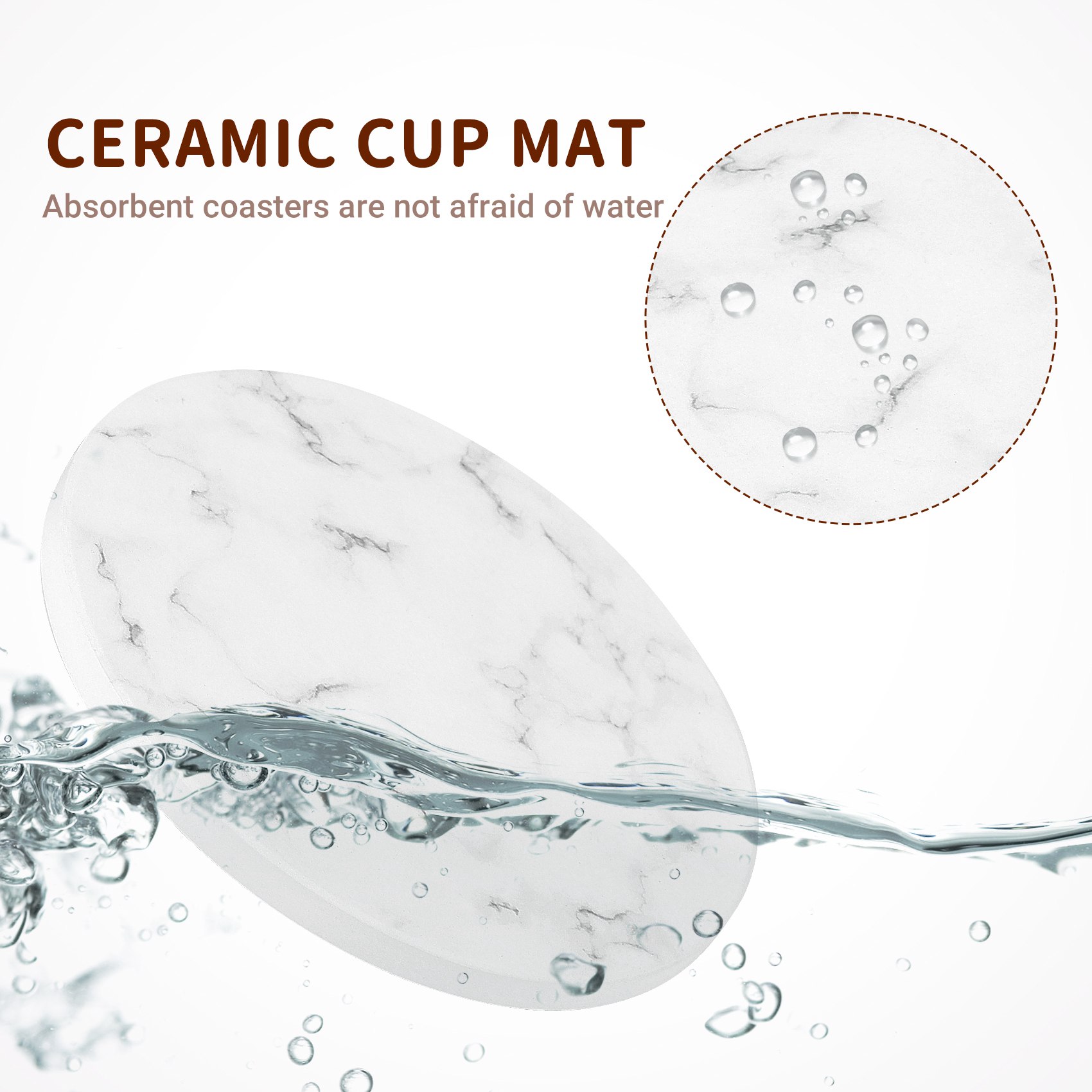 Marble Coaster Set - ABAH-Sıvı Emici Bardak Altlıkları, Tutuculu Bardak
