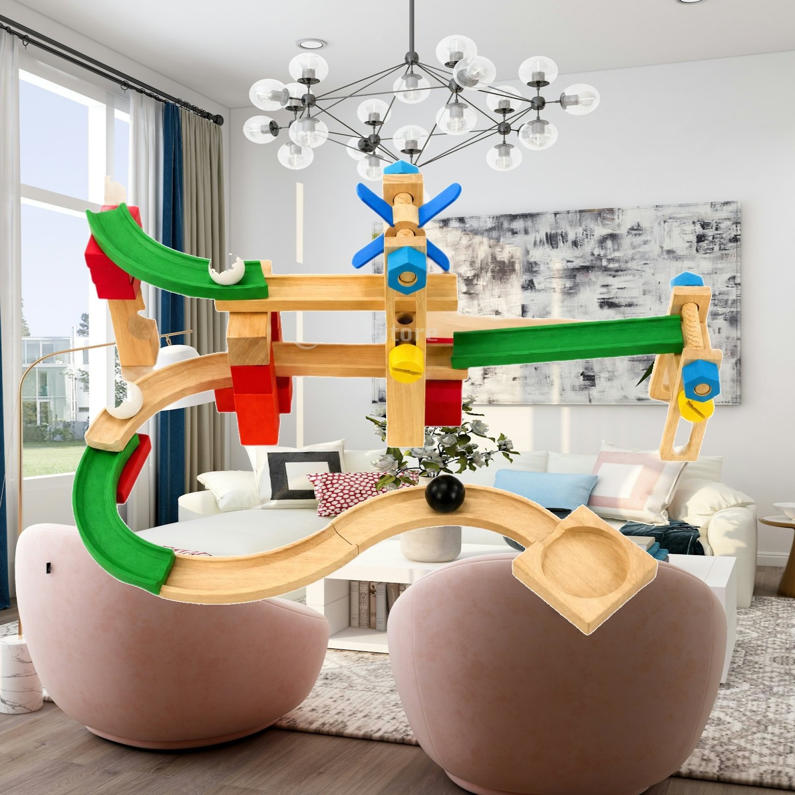 Marble Coaster Set - Çocuklar İçin Ahşap Mermer Yolu Oyuncak