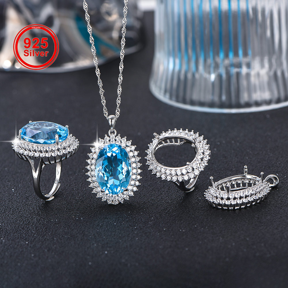 Luxury Gift Set - 13x18mm S925 Gümüş Yüzük Kolye Boş