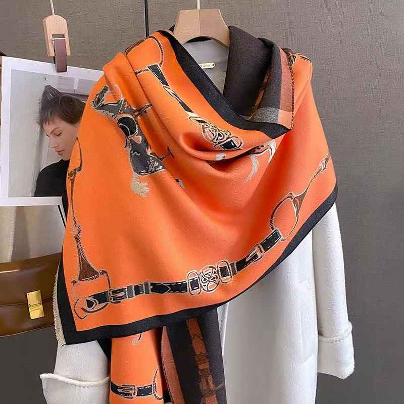 Cashmere Scarf - Retro Rider At Taklidi Kaşmir Eşarp