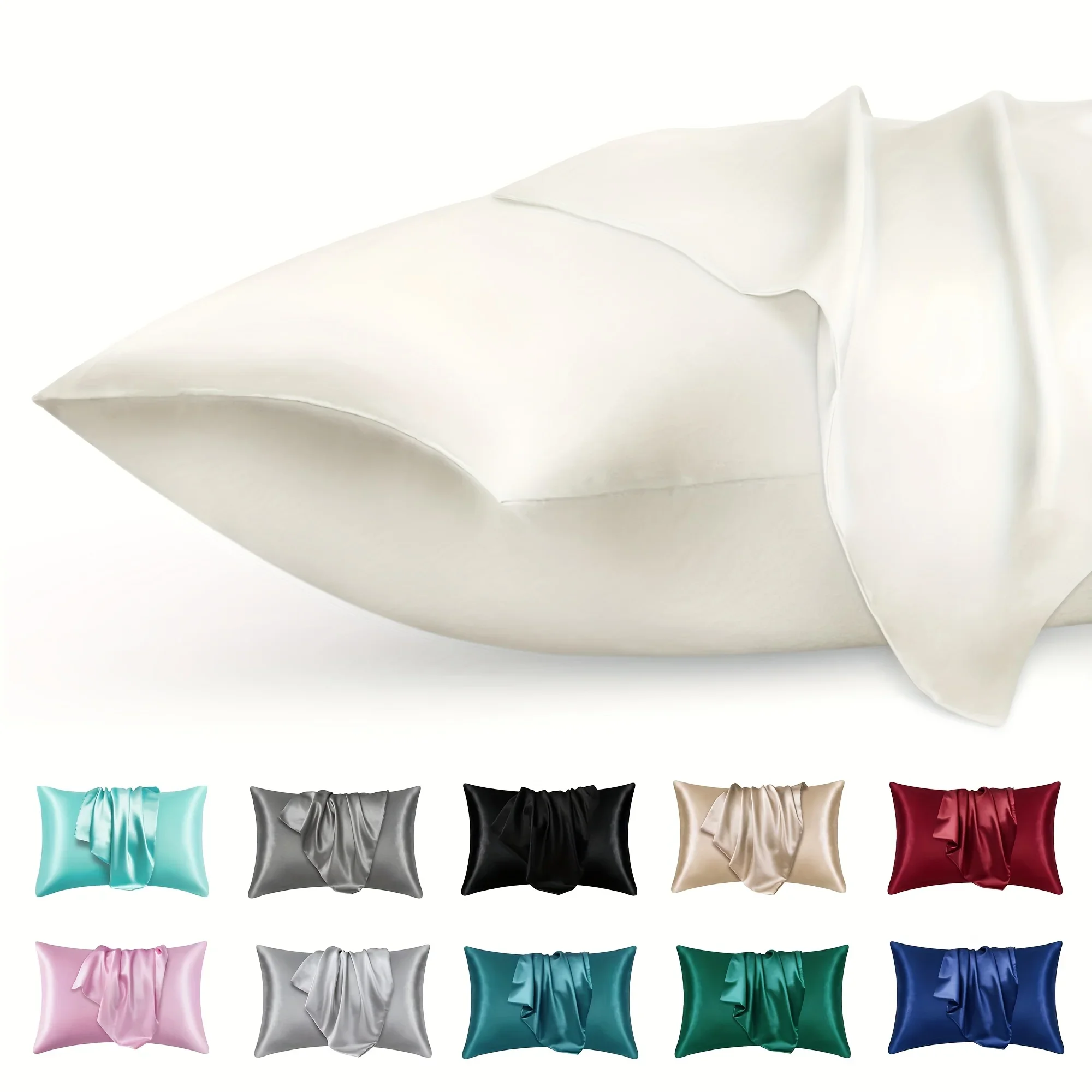Silk Pillowcase - 2 adet Lüks Saten Zarf Yastık