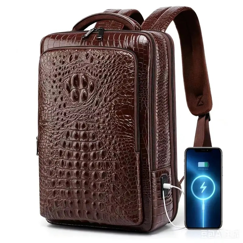 Leather Briefcase - Yeni Erkek Timsah desenli deri laptop