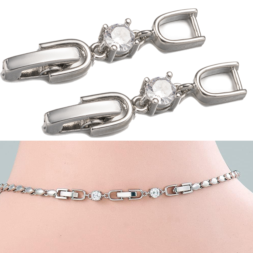 Gold Plated Jewelry - 5 adet Beyaz Altın Kaplama Kristal