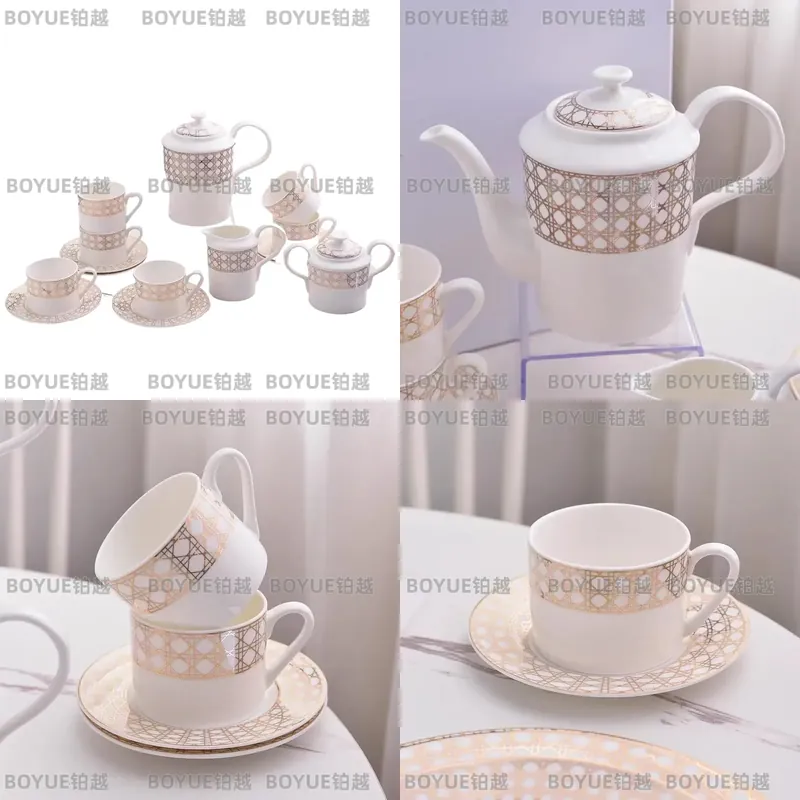 Luxury Gift Set - Lüks Kemik Çini Kahve Fincan Seti