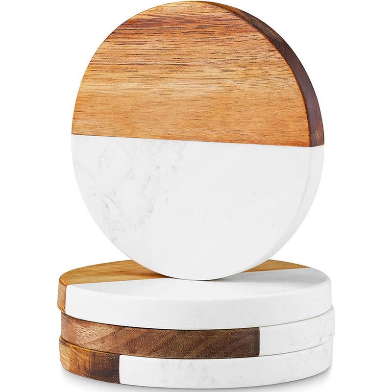 4 Adet Mermer Akasya Ahşap Bar - Marble Coaster Set incelemesi ve fiyatı