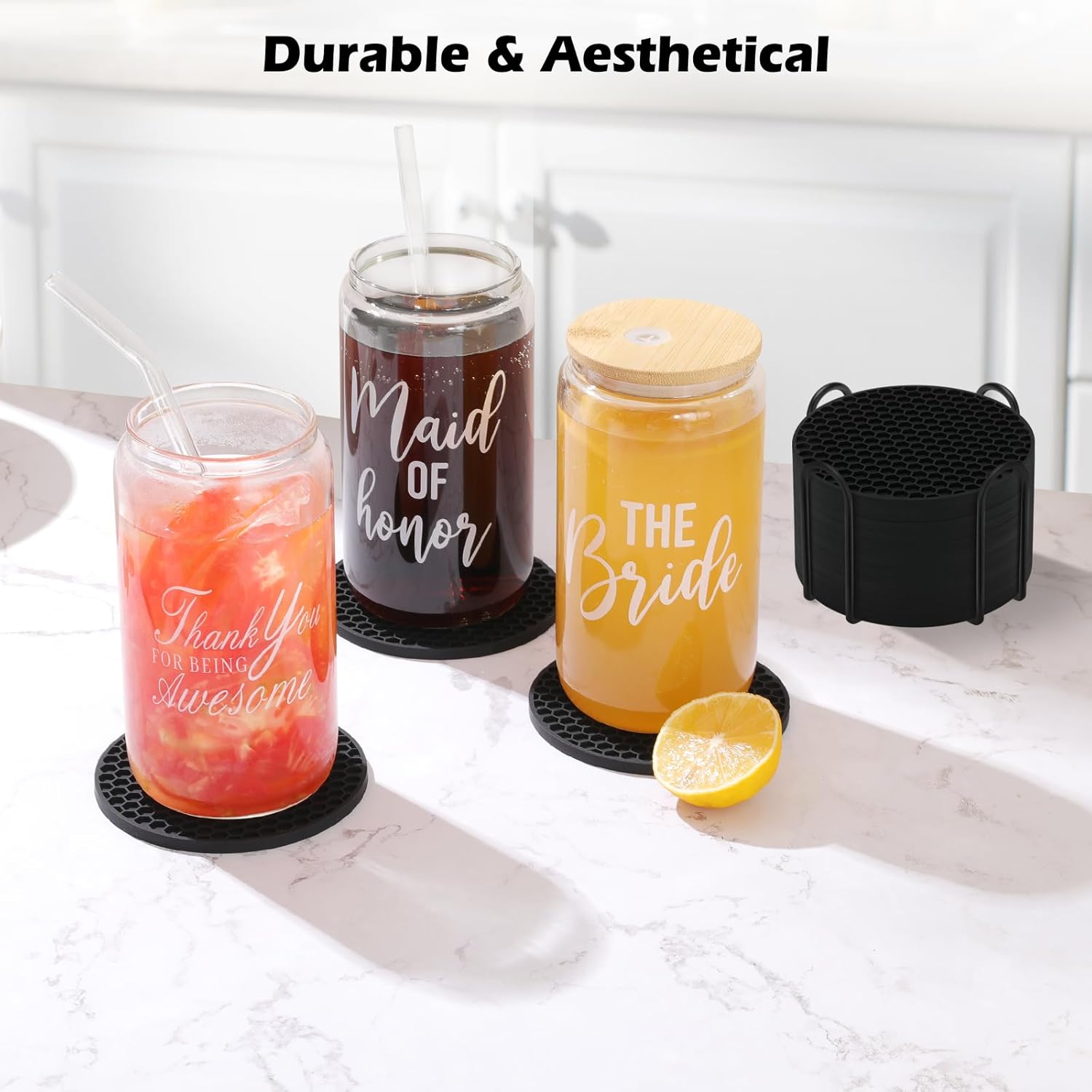 İçecekler için Tutuculu Siliko - Marble Coaster Set incelemesi ve fiyatı