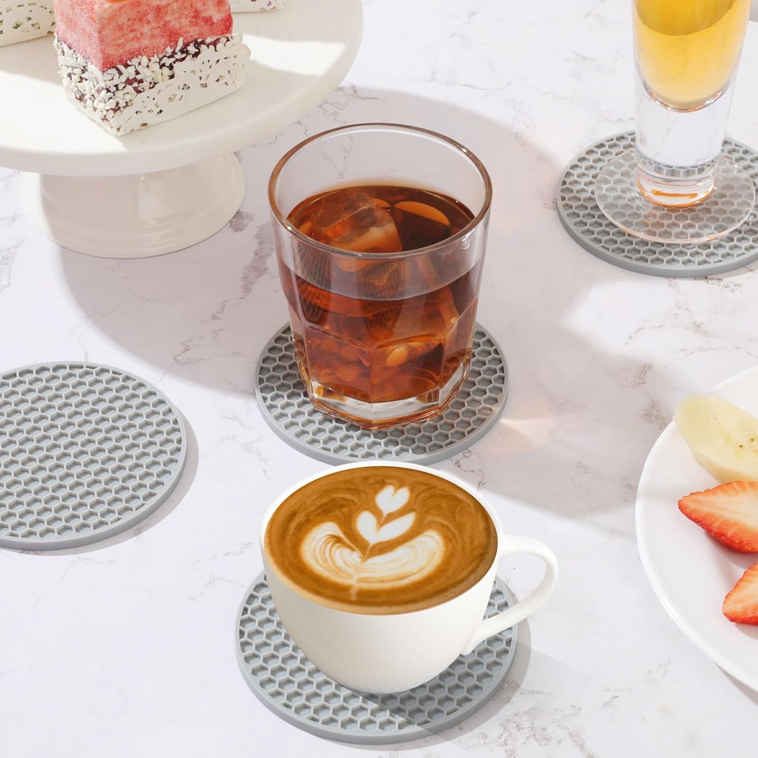İçecekler için Tutuculu Siliko - Marble Coaster Set incelemesi ve fiyatı