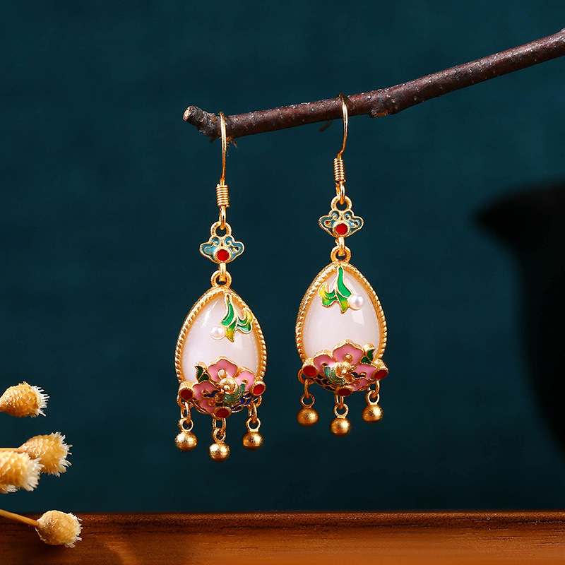 Doğal Yeşim Çiçek Küpe Charm M - Gold Plated Jewelry incelemesi ve fiyatı