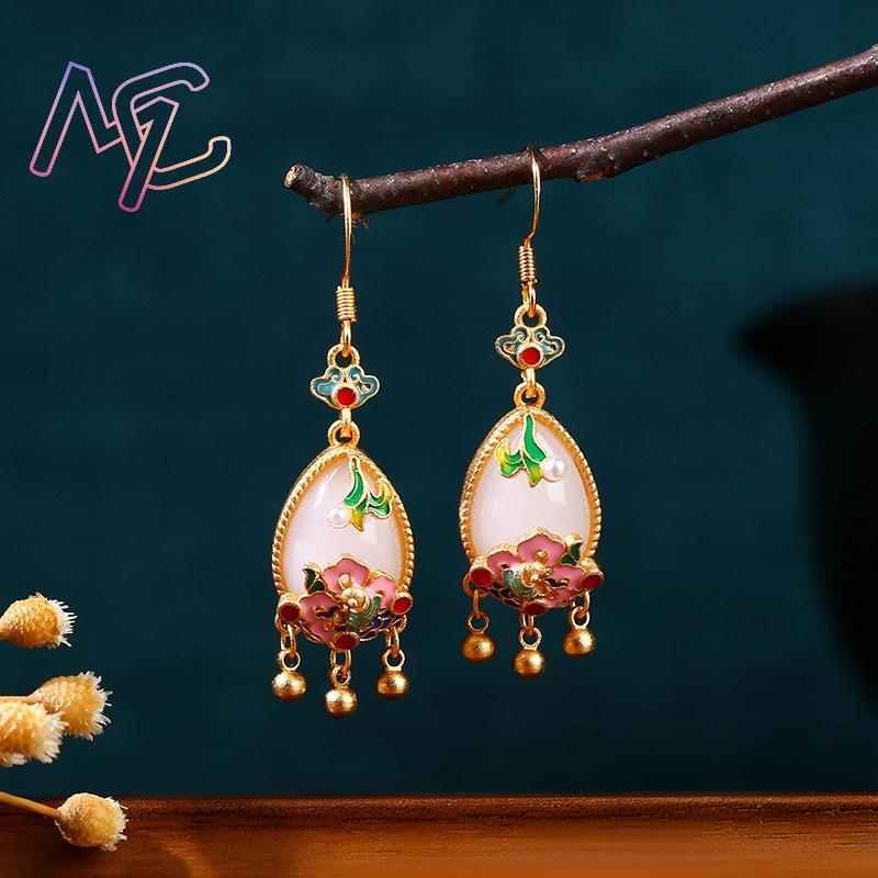 Doğal Yeşim Çiçek Küpe Charm M - Gold Plated Jewelry incelemesi ve fiyatı