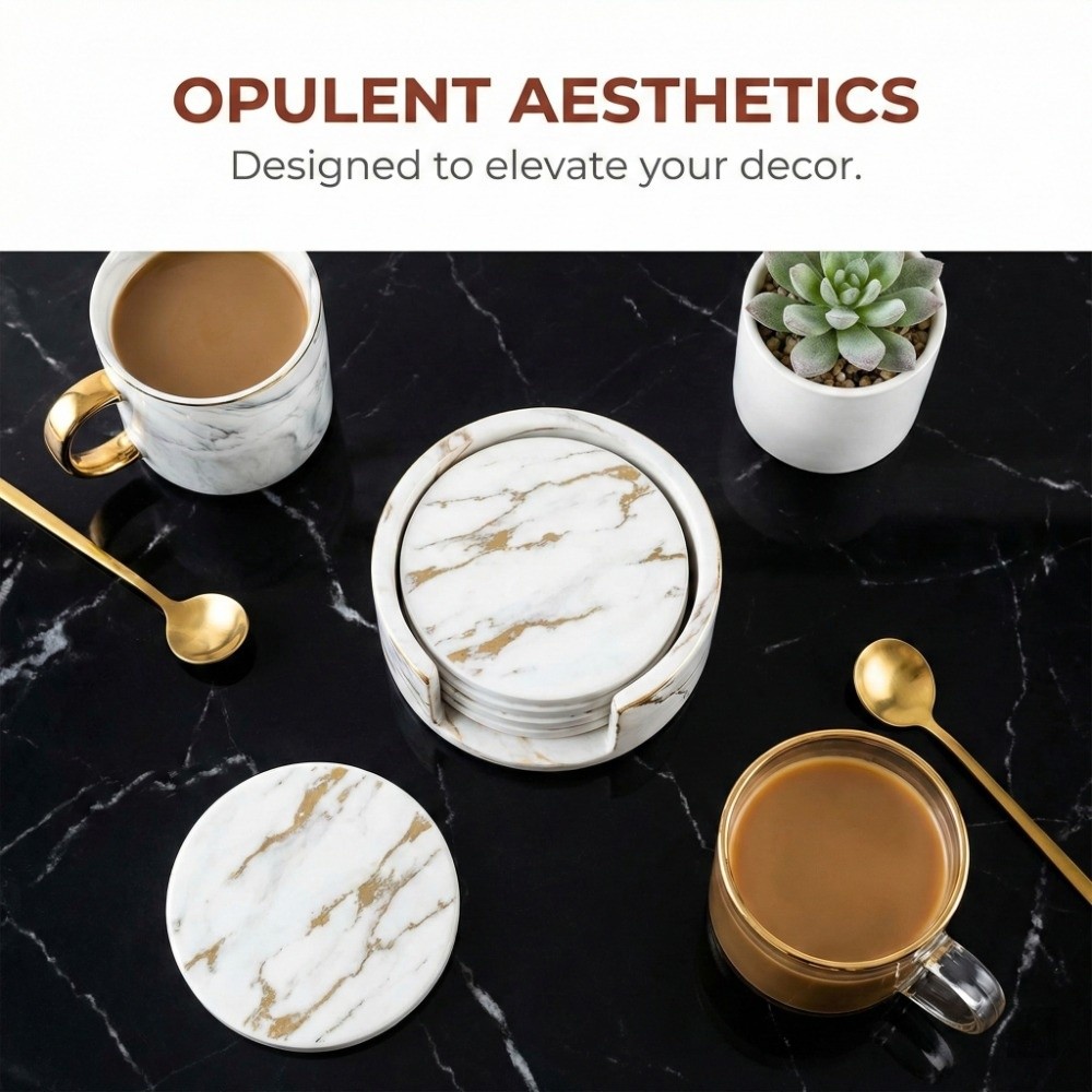 7 Adet Bardak Altlığı Seti PU  - Marble Coaster Set incelemesi ve fiyatı