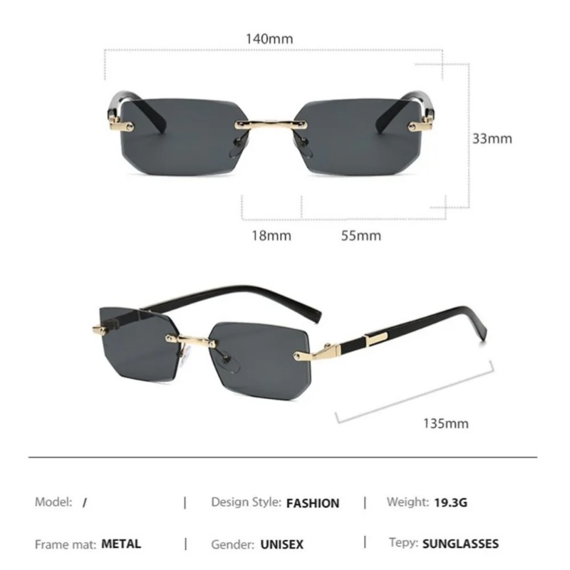 Çerçevesiz Kesik Kenarlı Dikdö - Sunglasses Uv400 incelemesi ve fiyatı