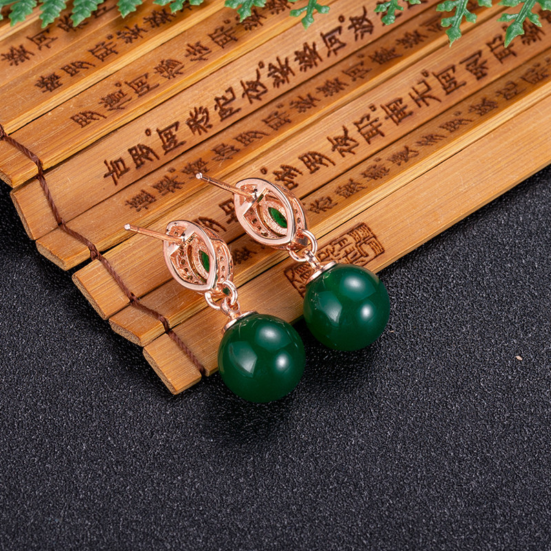 Doğal yeşim boncuk küpe moda a - Gold Plated Jewelry incelemesi ve fiyatı